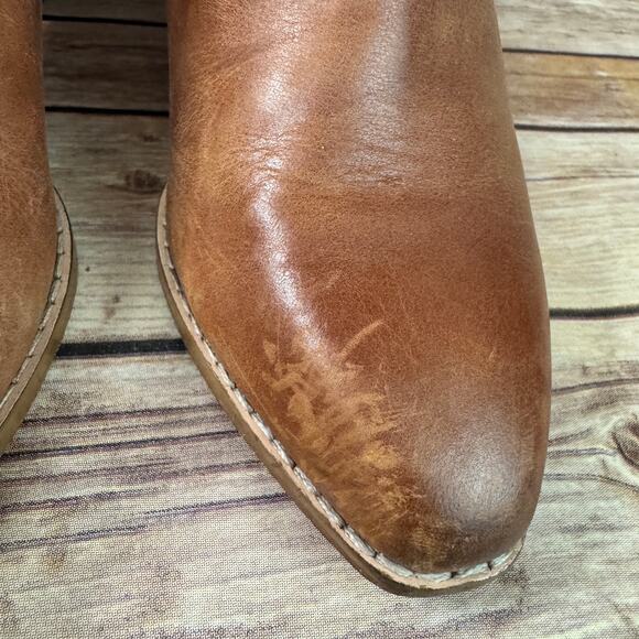 Deltan Womens Brown Distressed Leather Stacked Heel Western Ankle Boots Size 7M - Picture 9 of 12